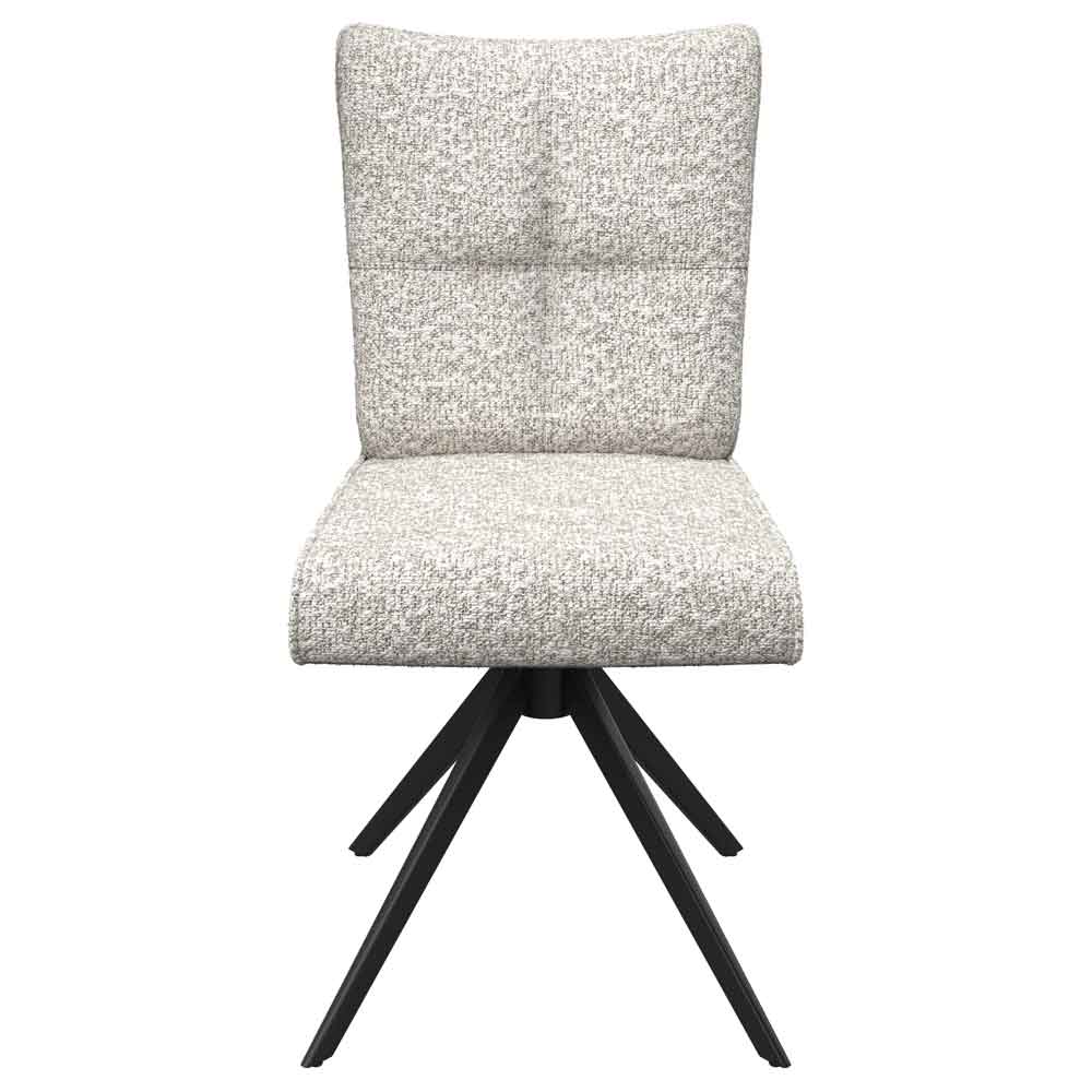 Rivano Ivory Fabric Armless Dining Chairs with Black Legs in Pair