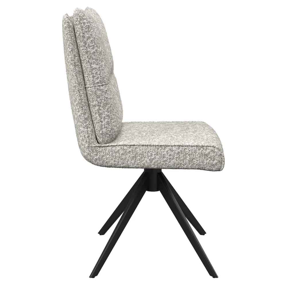 Rivano Ivory Fabric Armless Dining Chairs with Black Legs in Pair