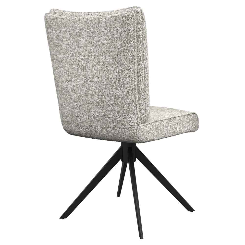 Rivano Ivory Fabric Armless Dining Chairs with Black Legs in Pair