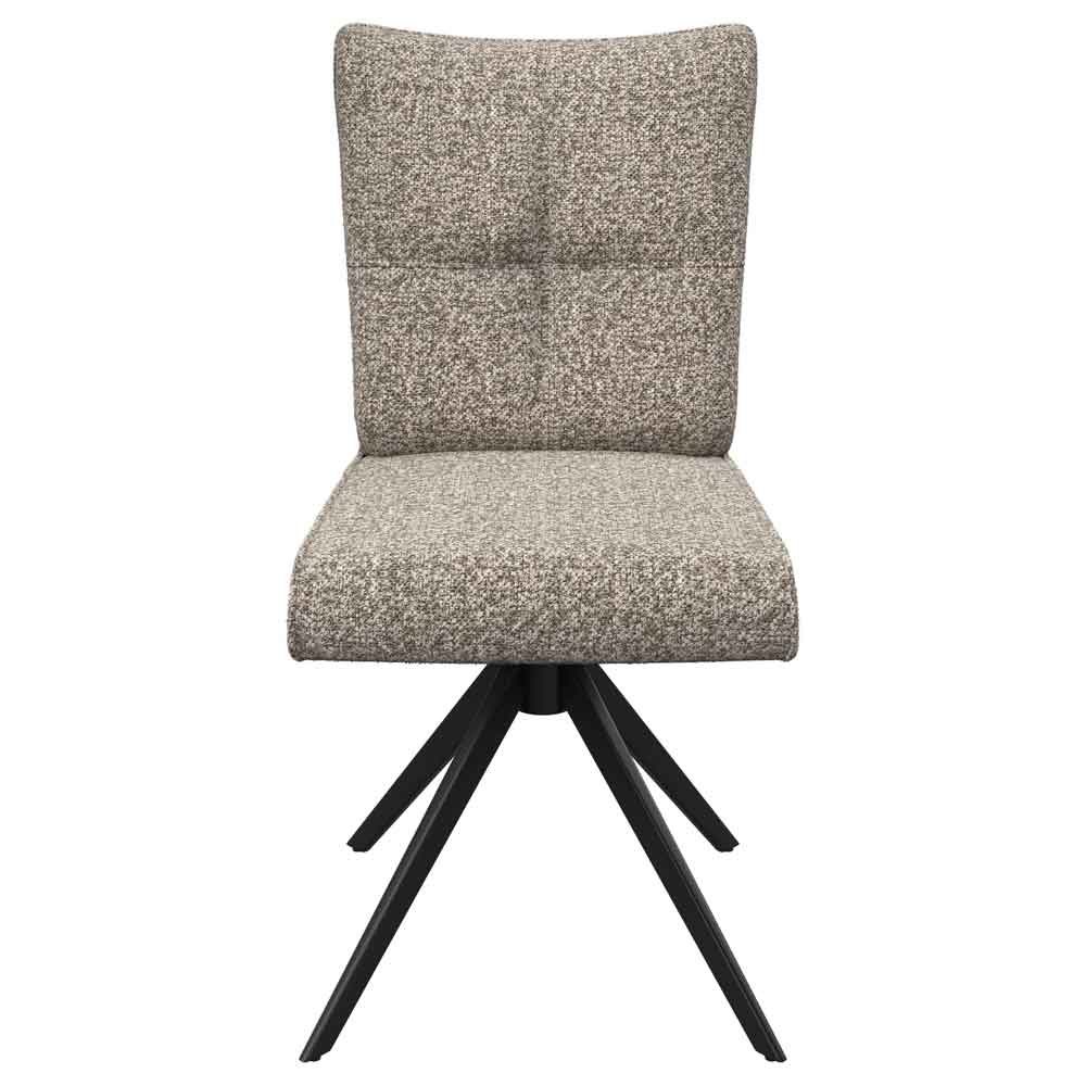 Rivano Oatmeal Fabric Armless Dining Chairs with Black Legs in Pair