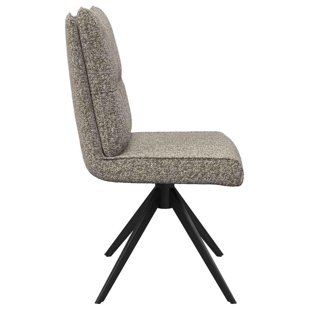 Rivano Oatmeal Fabric Armless Dining Chairs with Black Legs in Pair