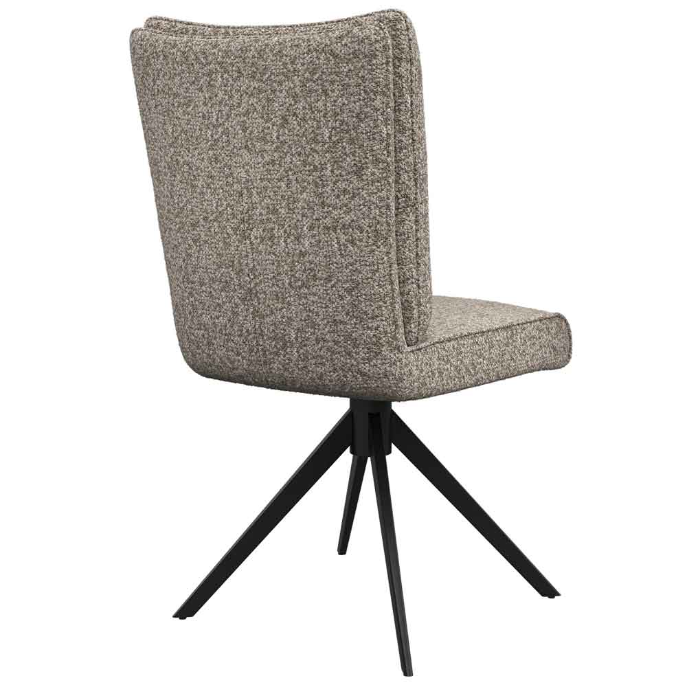 Rivano Oatmeal Fabric Armless Dining Chairs with Black Legs in Pair