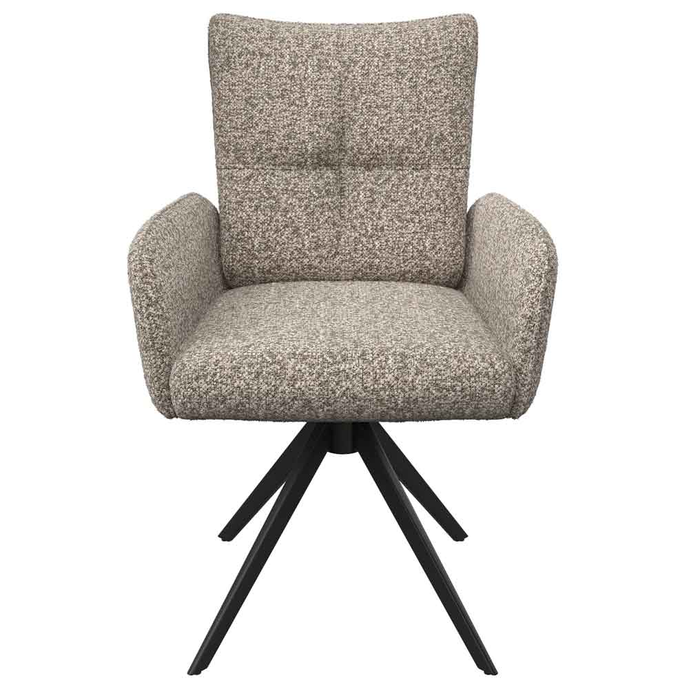 Rivano Oatmeal Fabric Swivel Dining Chairs with Black Legs in Pair