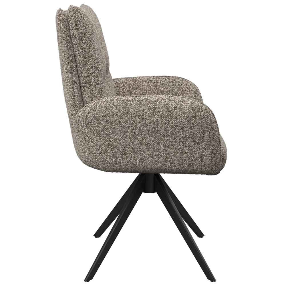 Rivano Oatmeal Fabric Swivel Dining Chairs with Black Legs in Pair