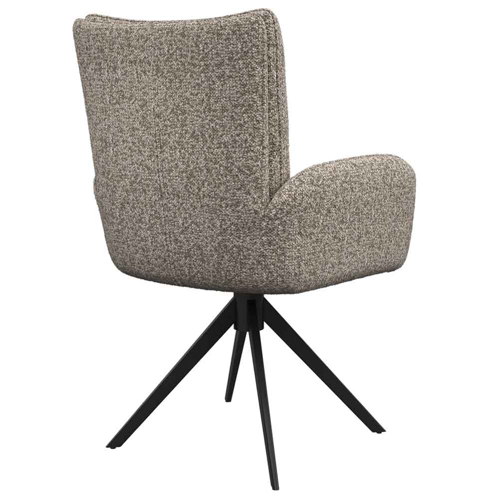 Rivano Oatmeal Fabric Swivel Dining Chairs with Black Legs in Pair