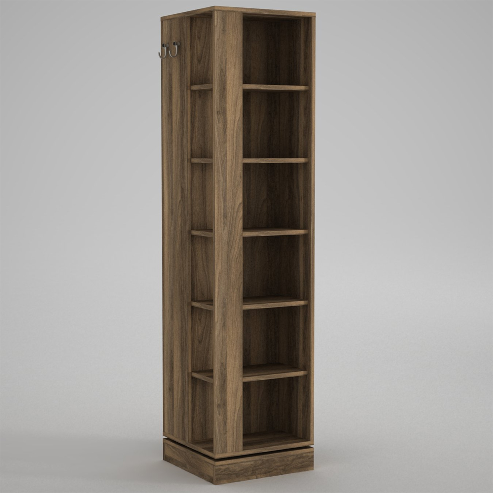 Rivaro Wooden Hallway Coat Stand with Mirror in Walnut