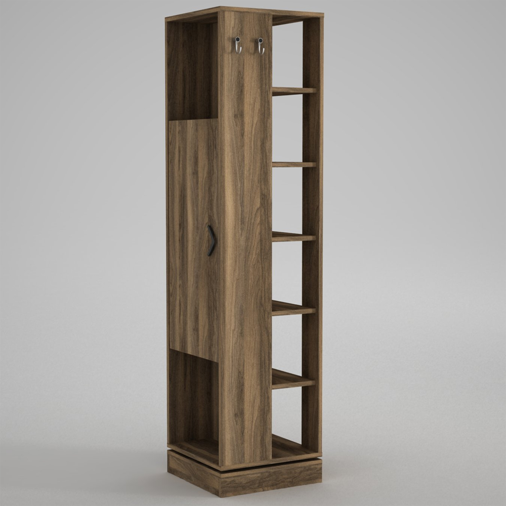 Rivaro Wooden Hallway Coat Stand with Mirror in Walnut