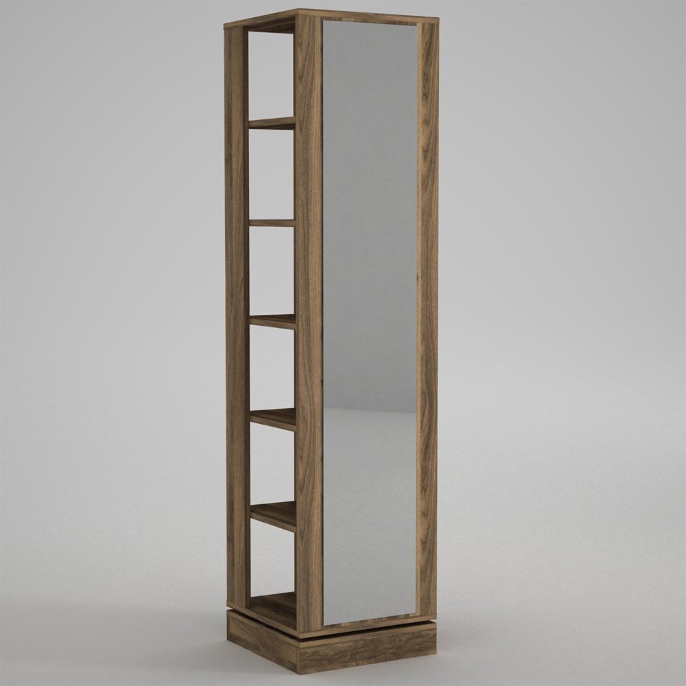 Rivaro Wooden Hallway Coat Stand with Mirror in Walnut
