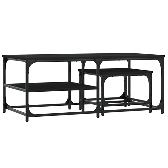 Rivas Set Of 2 Wooden Coffee Tables In Black