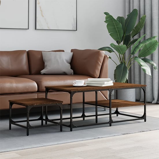 Read more about Rivas set of 2 wooden coffee tables in brown oak
