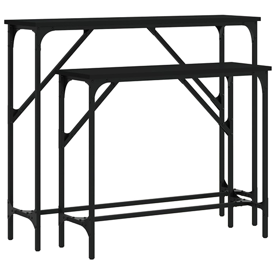Rivas Set Of 2 Wooden Console Tables In Black