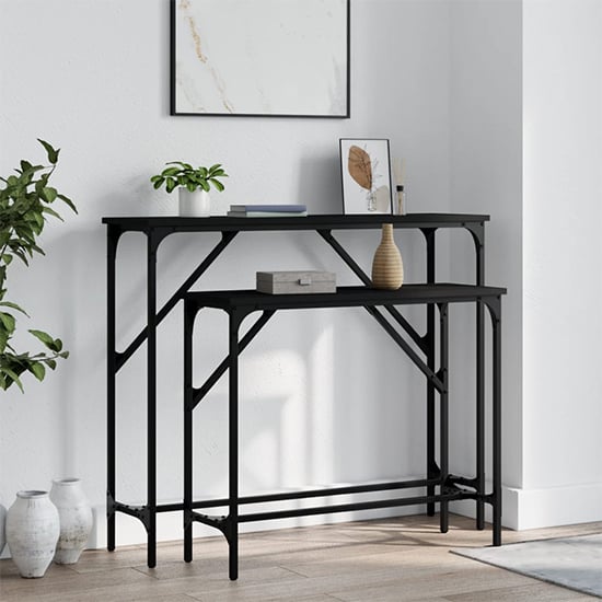 Product photograph of Rivas Set Of 2 Wooden Console Tables In Black from Furniture in Fashion