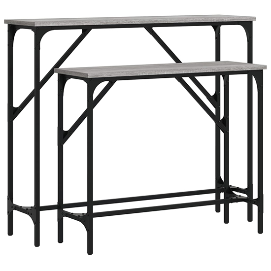 Rivas Set Of 2 Wooden Console Tables In Grey Sonoma Oak