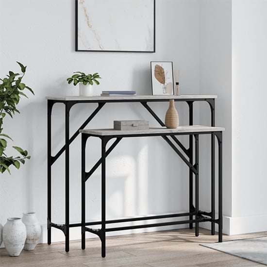 Read more about Rivas set of 2 wooden console tables in grey sonoma oak