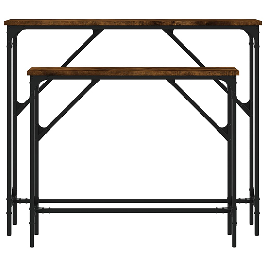 Rivas Set Of 2 Wooden Console Tables In Smoked Oak