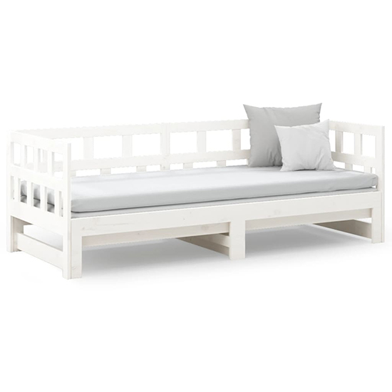 Rivas Solid Pinewood Pull-out Single Day Bed In White