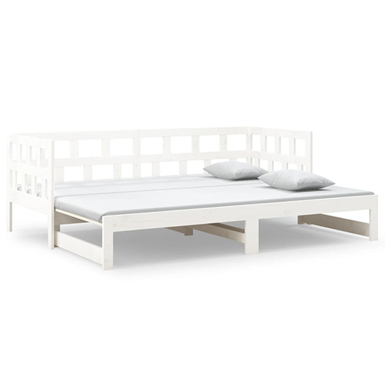Rivas Solid Pinewood Pull-out Single Day Bed In White