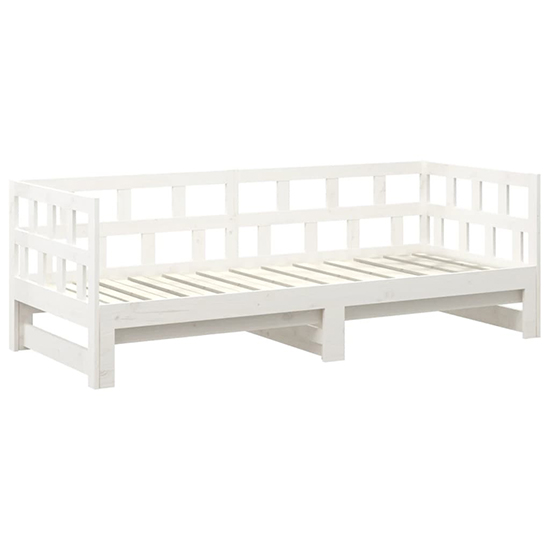 Rivas Solid Pinewood Pull-out Single Day Bed In White