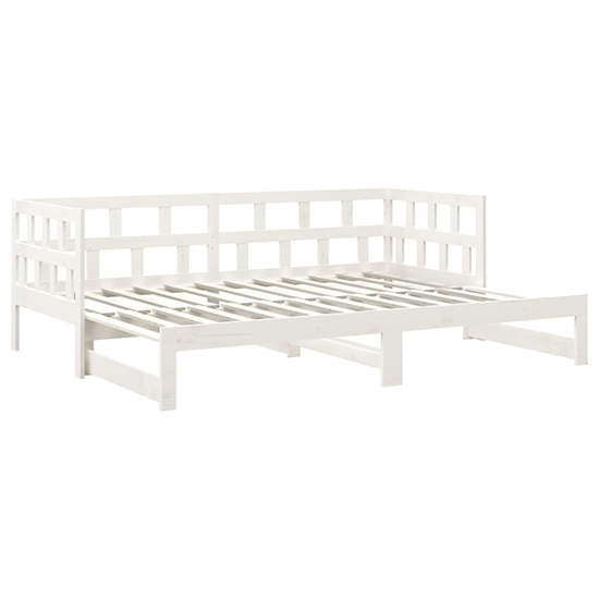 Rivas Solid Pinewood Pull-out Single Day Bed In White