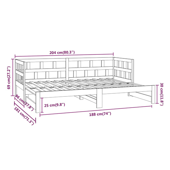 Rivas Solid Pinewood Pull-out Single Day Bed In White
