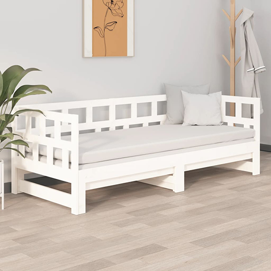 Read more about Rivas solid pinewood pull-out single day bed in white