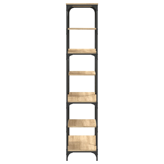 Rivas Wooden Bookshelf In Sonoma Oak With Steel Frame