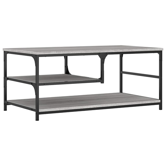 Rivas Wooden Coffee Table With 2 Shelves In Grey Sonoma Oak
