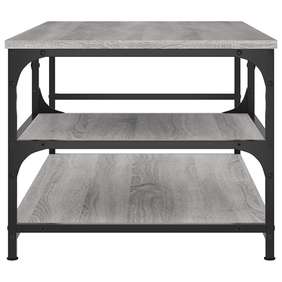 Rivas Wooden Coffee Table With 2 Shelves In Grey Sonoma Oak