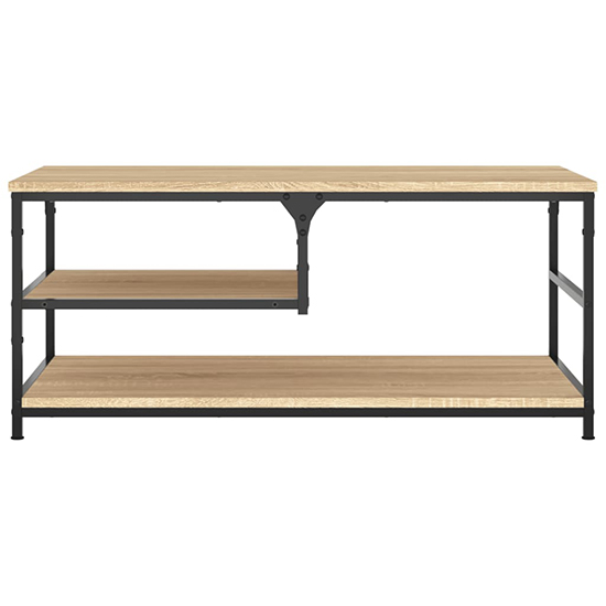 Rivas Wooden Coffee Table With 2 Shelves In Sonoma Oak