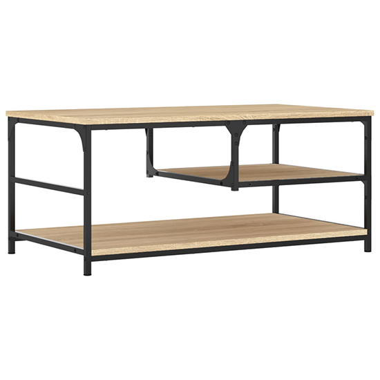 Rivas Wooden Coffee Table With 2 Shelves In Sonoma Oak