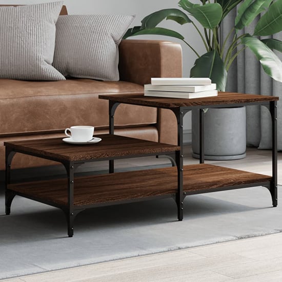 Read more about Rivas wooden coffee table with 3 shelves in brown oak