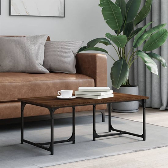 Product photograph of Rivas Wooden Coffee Table Rectangular In Brown Oak from Furniture in Fashion