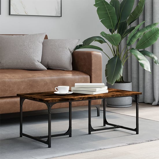 Product photograph of Rivas Wooden Coffee Table Rectangular In Smoked Oak from Furniture in Fashion
