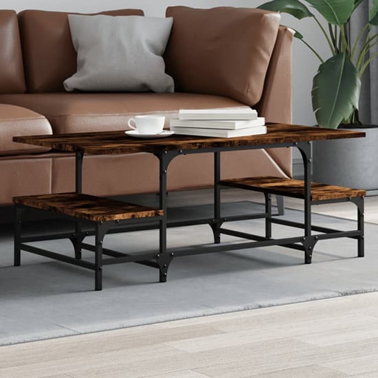 Product photograph of Rivas Wooden Coffee Table In Smoked Oak from Furniture in Fashion