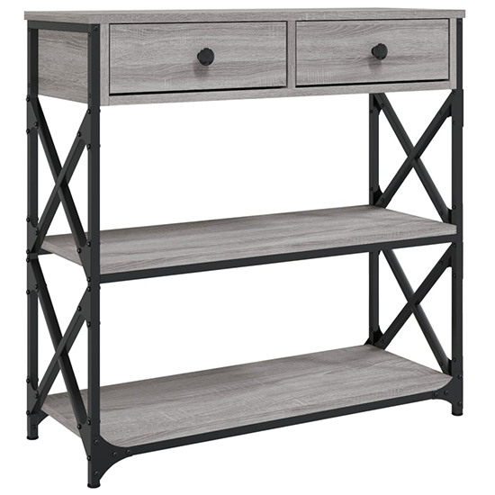 Rivas Wooden Console Table With 2 Drawers In Grey Sonoma Oak
