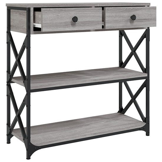 Rivas Wooden Console Table With 2 Drawers In Grey Sonoma Oak