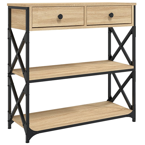 Rivas Wooden Console Table With 2 Drawers In Sonoma Oak