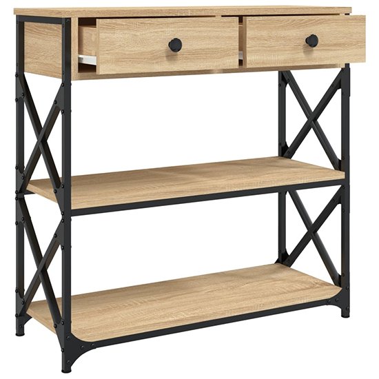 Rivas Wooden Console Table With 2 Drawers In Sonoma Oak