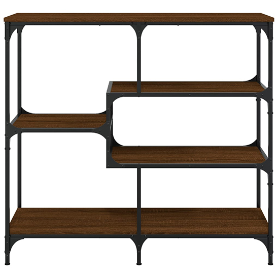Rivas Wooden Console Table With 4 Shelves In Brown Oak