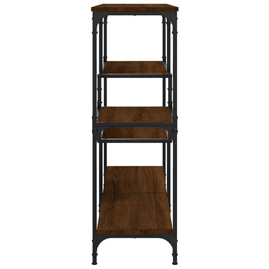 Rivas Wooden Console Table With 4 Shelves In Brown Oak