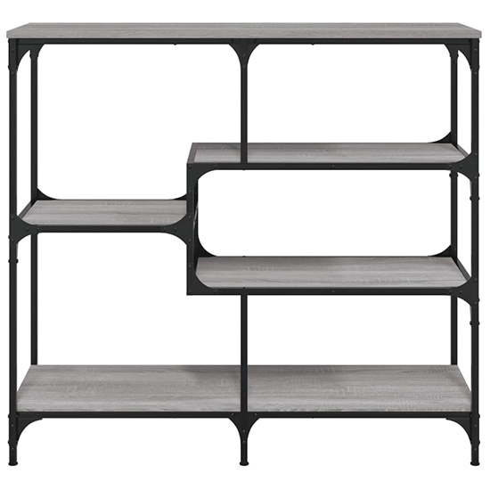 Rivas Wooden Console Table With 4 Shelves In Grey Sonoma Oak