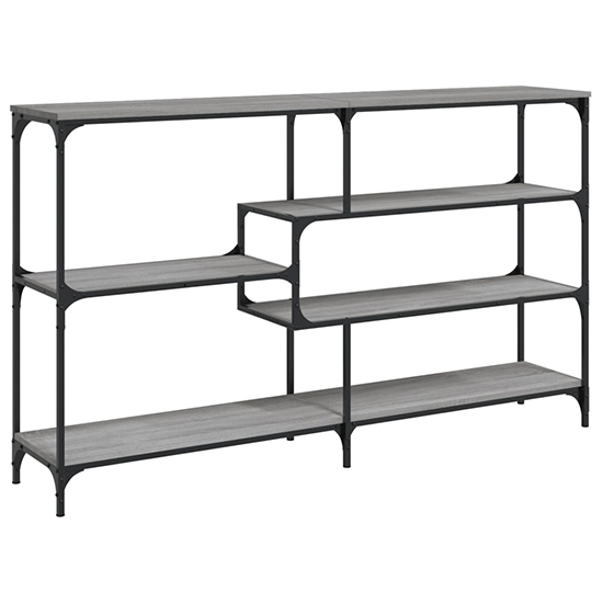 Rivas Wooden Console Table Wide With 4 Shelves In Grey Sonoma Oak