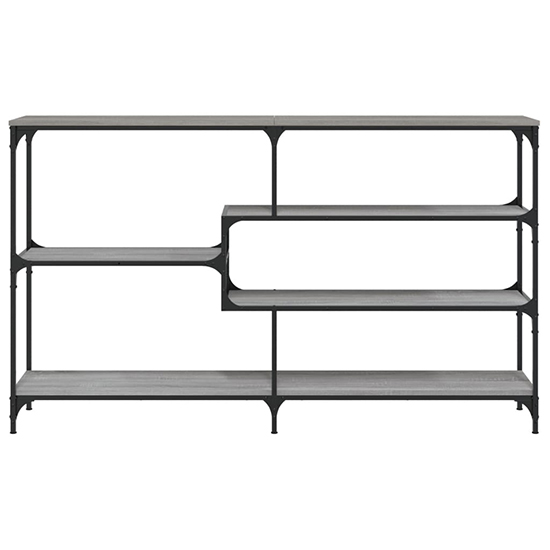 Rivas Wooden Console Table Wide With 4 Shelves In Grey Sonoma Oak