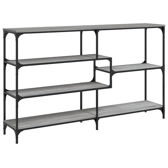 Rivas Wooden Console Table Wide With 4 Shelves In Grey Sonoma Oak