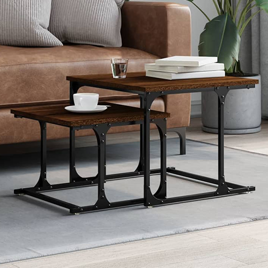 Read more about Rivas wooden set of 2 coffee tables in brown oak
