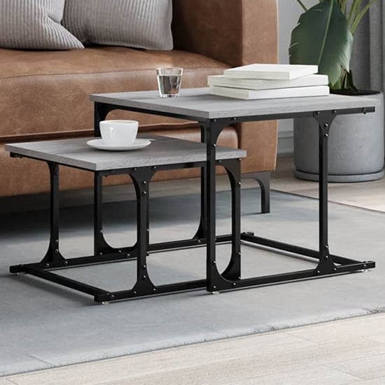 Read more about Rivas wooden set of 2 coffee tables in grey sonoma oak