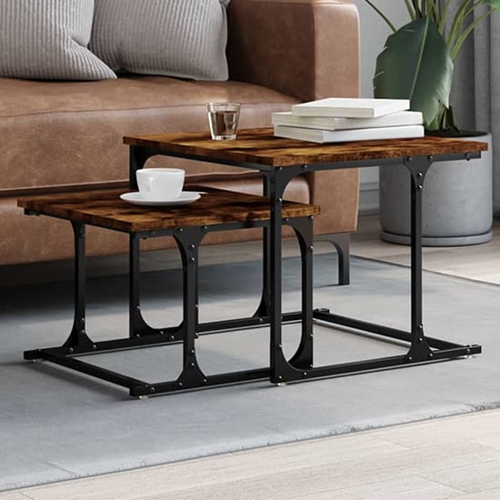 Read more about Rivas wooden set of 2 coffee tables in smoked oak