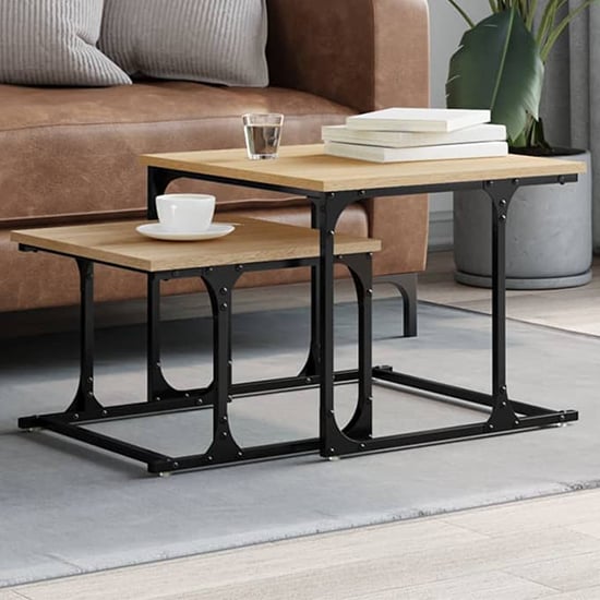 Read more about Rivas wooden set of 2 coffee tables in sonoma oak