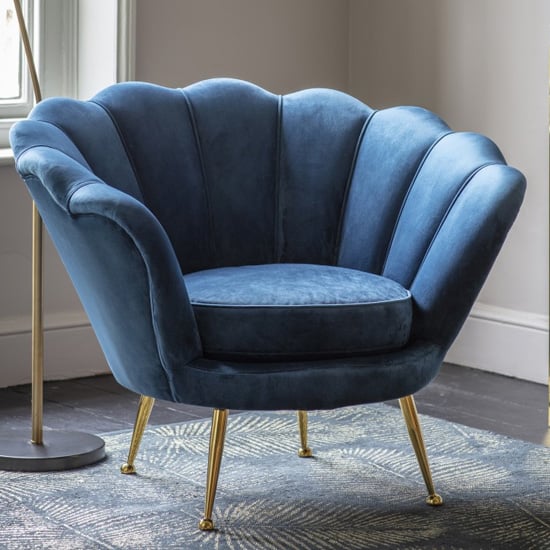 View Rivello velvet upholstered armchair in inky blue