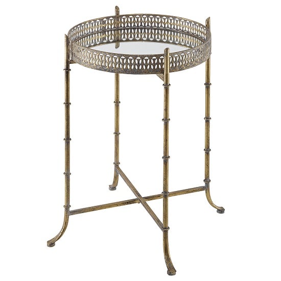 Read more about Rivera mirrored large side table round in gold metal